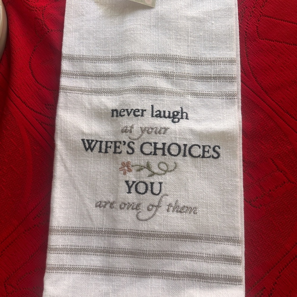 Cracker Barrel White and Gray Humorous Kitchen Towel